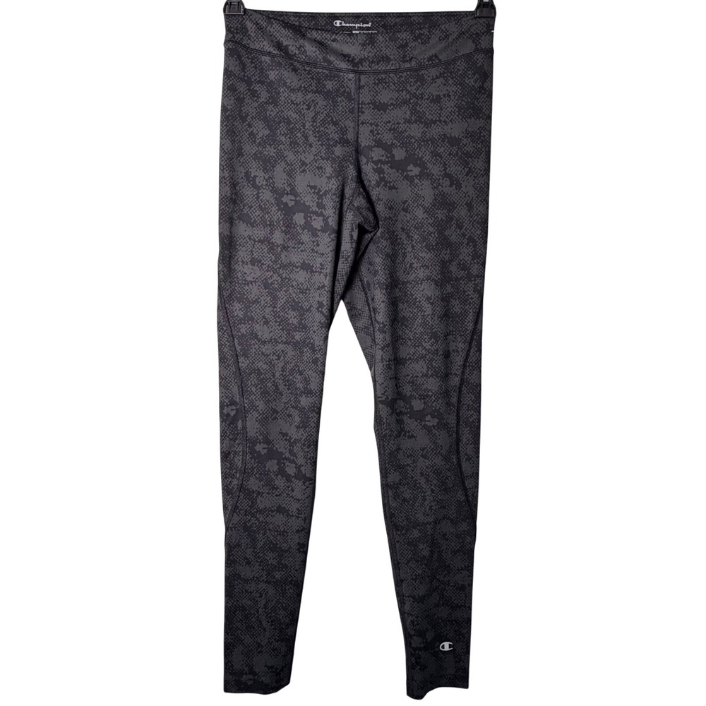Champion Womens Small Athletic Leggings Snakeskin Print Black/Gray Activewear